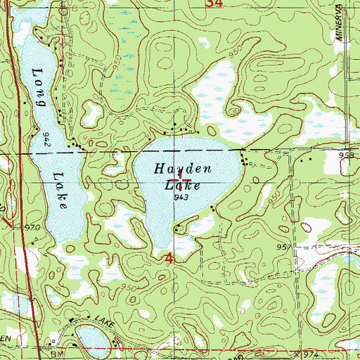 Topographic Map of Hayden Lake, WI