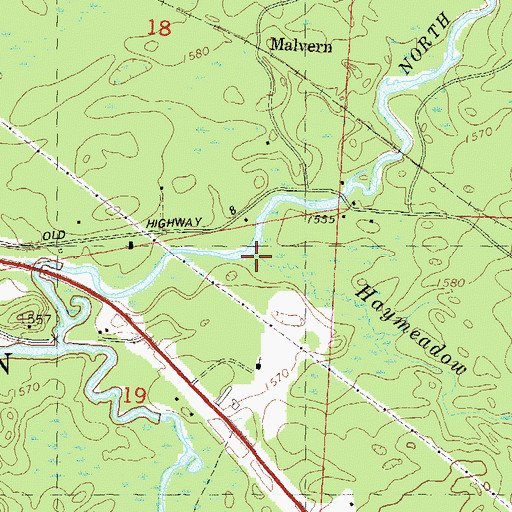 Topographic Map of Haymeadow Creek, WI