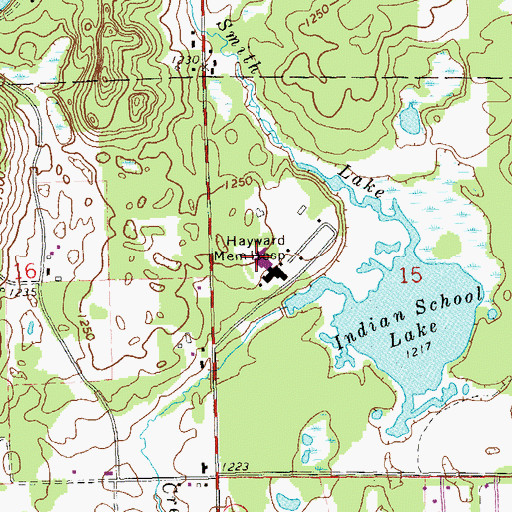 Topographic Map of Hayward Area Memorial Hospital, WI