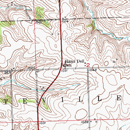 Topographic Map of Hazel Dell School, WI