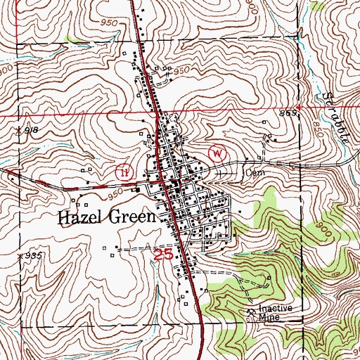 Topographic Map of Hazel Green, WI