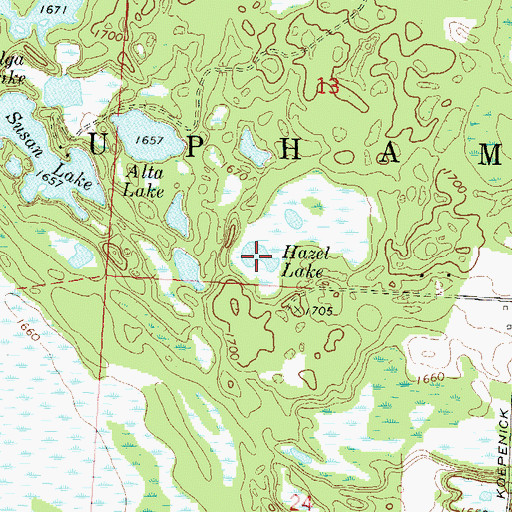 Topographic Map of Hazel Lake, WI