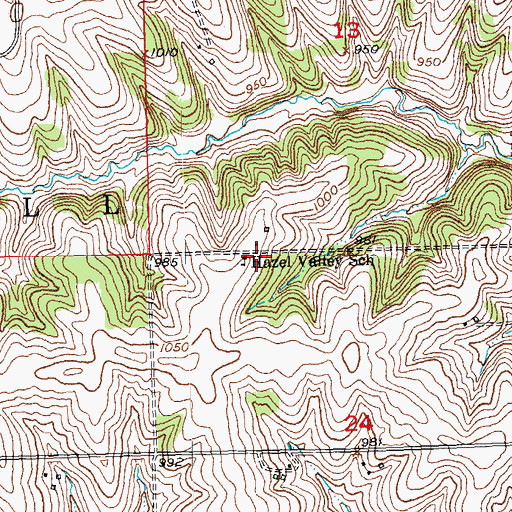Topographic Map of Hazel Valley School, WI