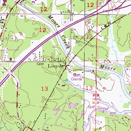 Topographic Map of Lloyds, AL