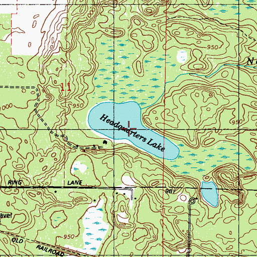 Topographic Map of Headquarters Lake, WI