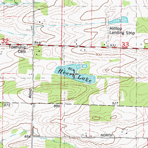 Topographic Map of Heart Lake, WI