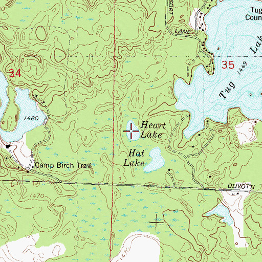 Topographic Map of Heart Lake, WI