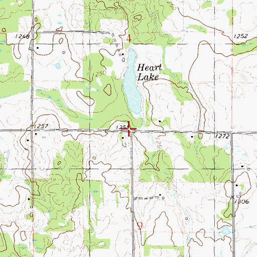 Topographic Map of Heart Lake Church, WI