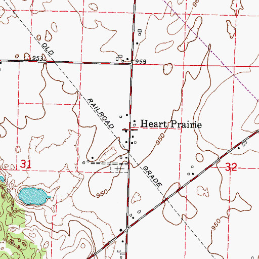 Topographic Map of Heart Prairie, WI