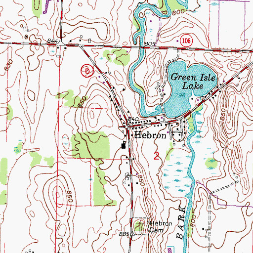 Topographic Map of Hebron, WI