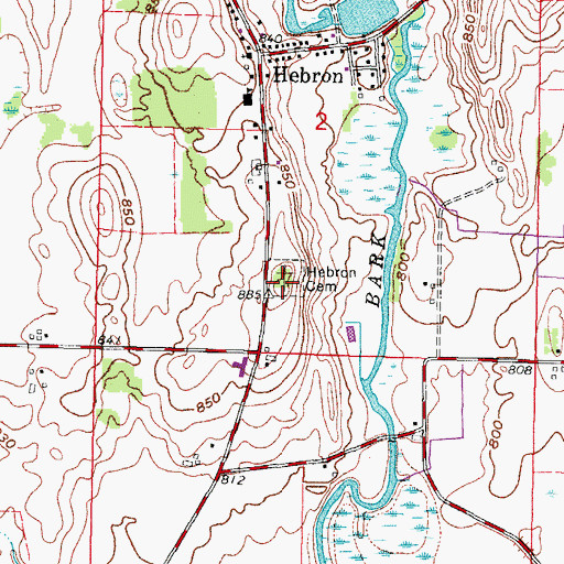 Topographic Map of Hebron Cemetery, WI