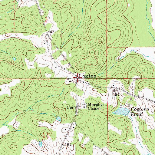 Topographic Map of Logton, AL