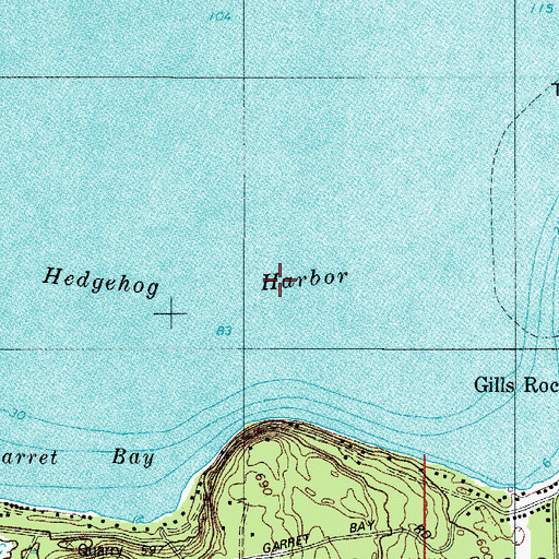 Topographic Map of Hedgehog Harbor, WI