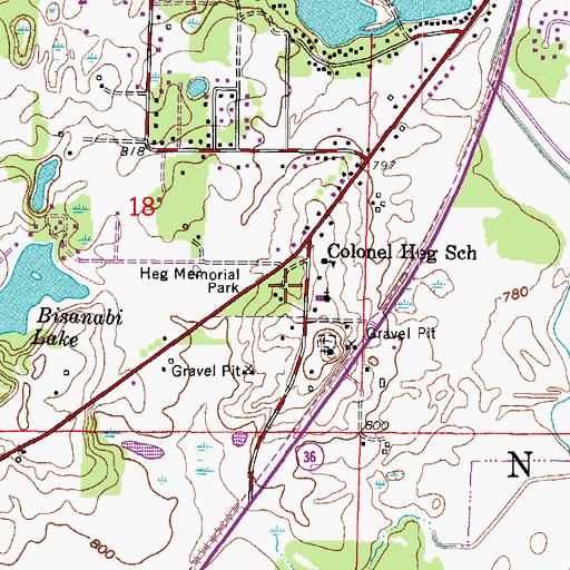 Topographic Map of Heg Memorial Park, WI