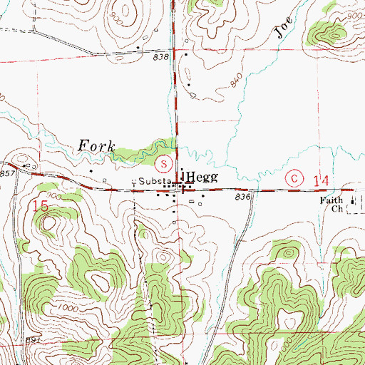 Topographic Map of Hegg, WI