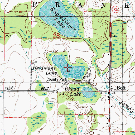 Topographic Map of Heidmann Lake, WI