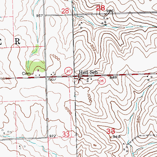Topographic Map of Heil School, WI