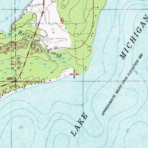 Topographic Map of Heins Creek, WI