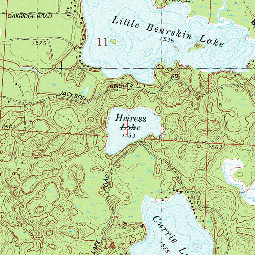 Topographic Map of Heiress Lake, WI
