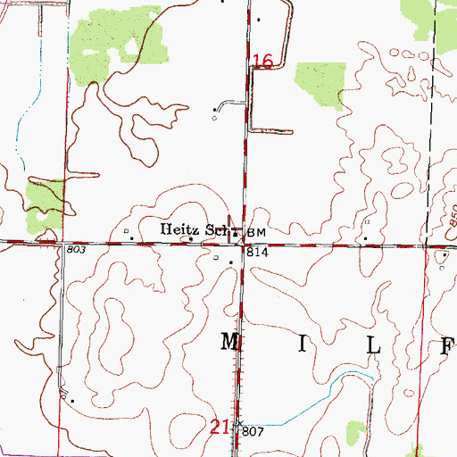 Topographic Map of Heitz School, WI