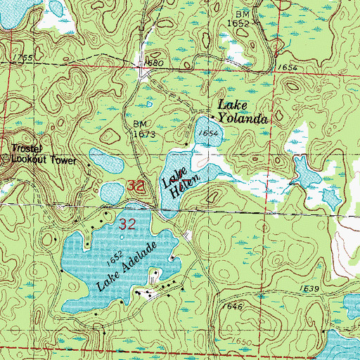 Topographic Map of Lake Helen, WI