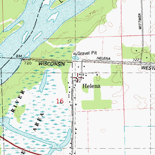Topographic Map of Helena, WI