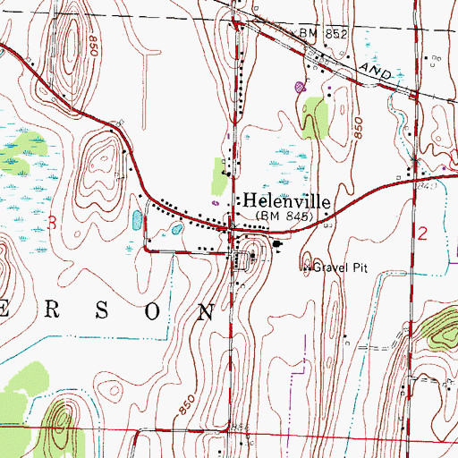 Topographic Map of Helenville, WI