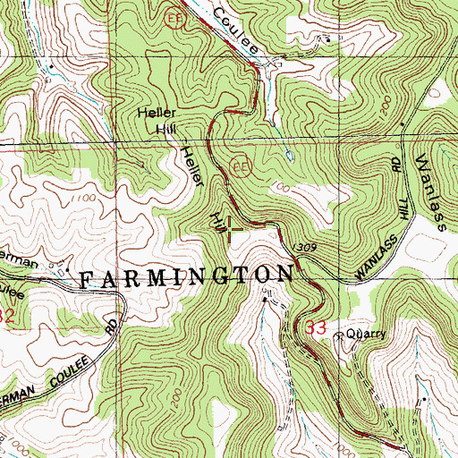Topographic Map of Heller Hill, WI