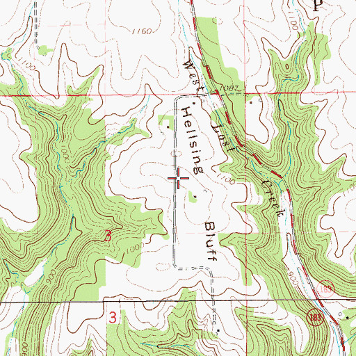 Topographic Map of Hellsing Bluff, WI