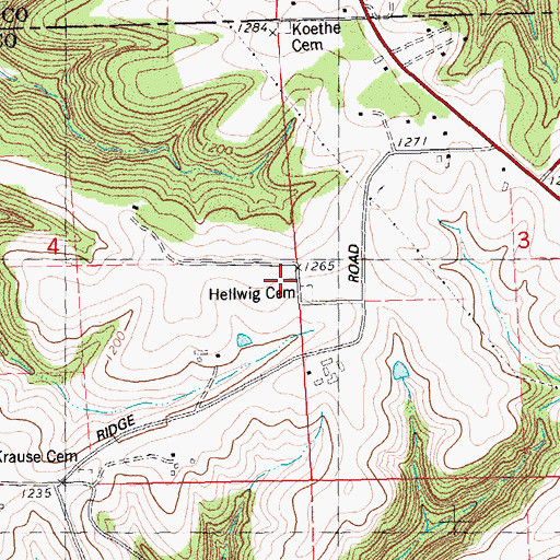 Topographic Map of Hellwig Cemetery, WI