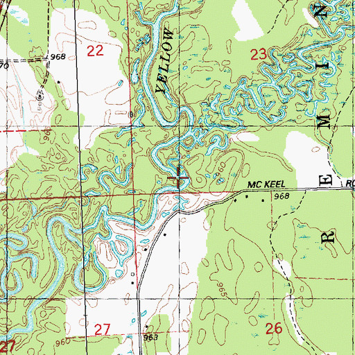 Topographic Map of Hemlock Creek, WI