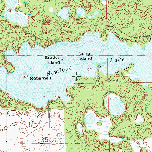 Topographic Map of Hemlock Lake, WI