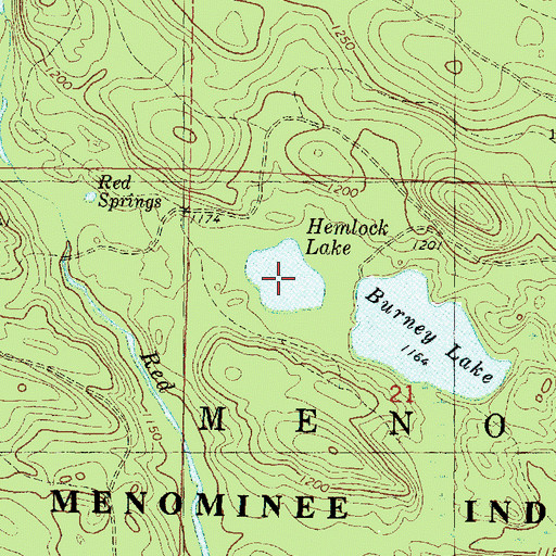 Topographic Map of Hemlock Lake, WI