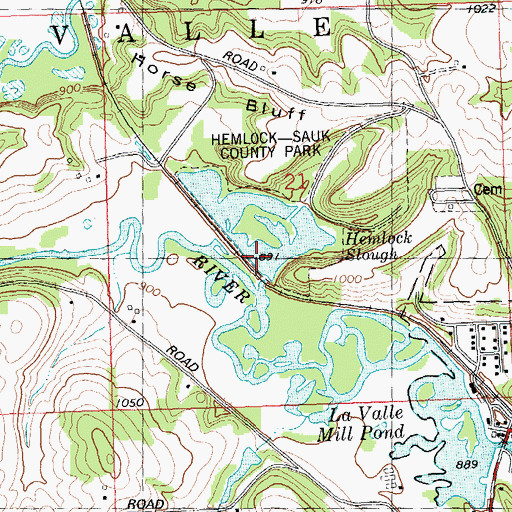 Topographic Map of Hemlock Slough, WI