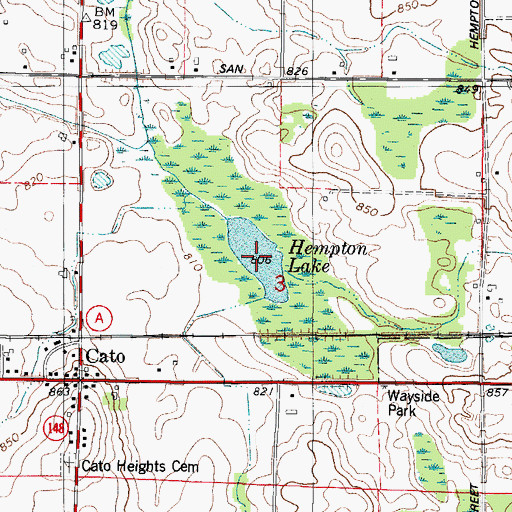 Topographic Map of Hempton Lake, WI