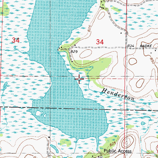 Topographic Map of Henderson Creek, WI