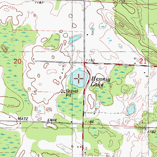 Topographic Map of Hennig Lake, WI