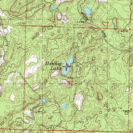 Topographic Map of Hennig Lake, WI