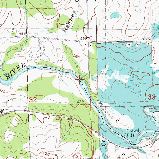 Topographic Map of Hennon Creek, WI