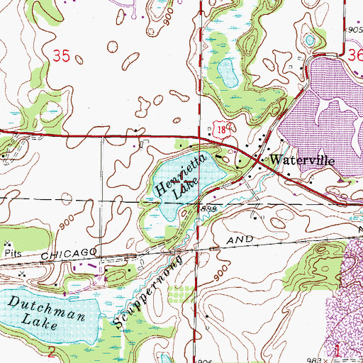 Topographic Map of Henrietta Lake, WI