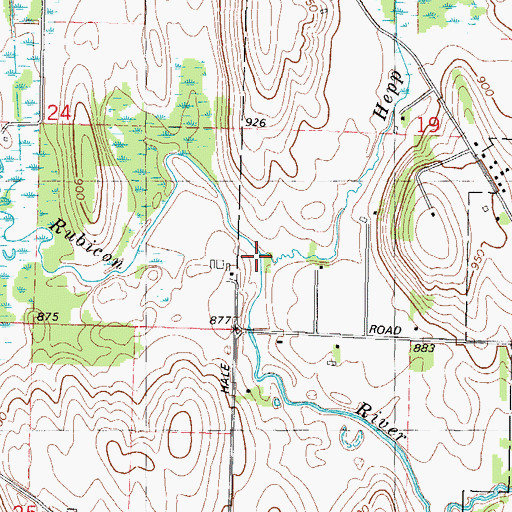 Topographic Map of Hepp Creek, WI