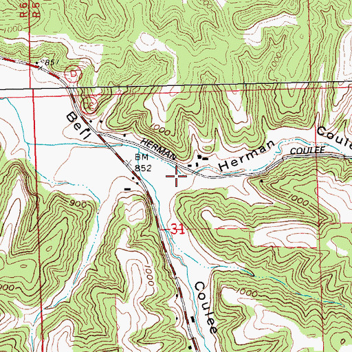 Topographic Map of Herman Coulee, WI