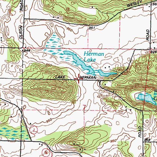 Topographic Map of Hermanson Lake, WI