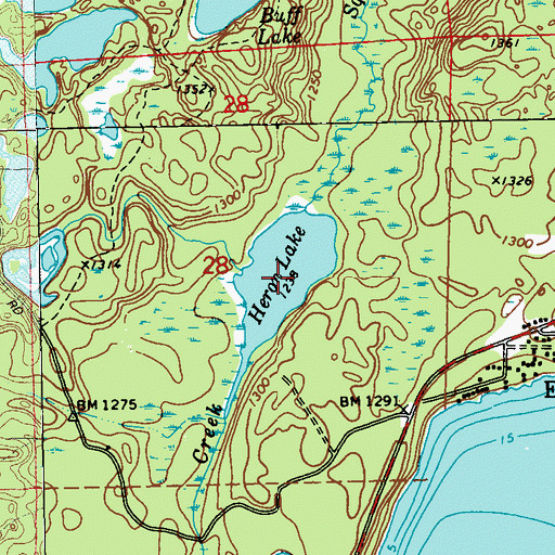 Topographic Map of Heron Lake, WI