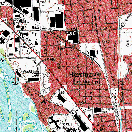 Topographic Map of Herrington, WI
