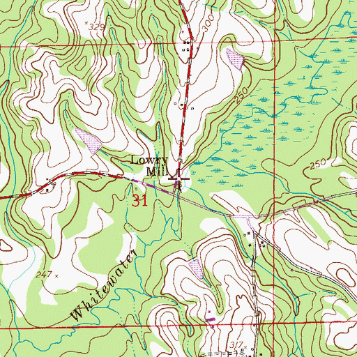Topographic Map of Lowry Mill, AL