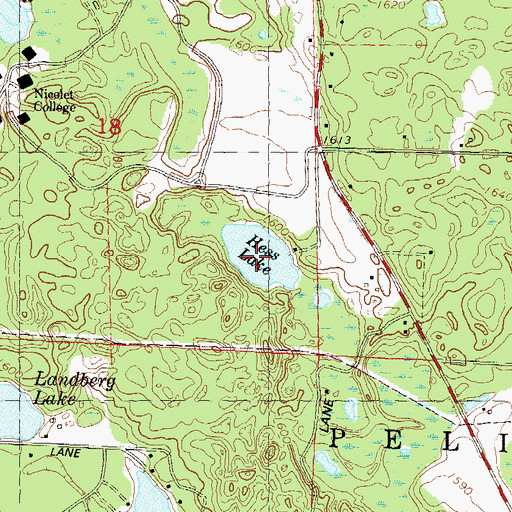Topographic Map of Hess Lake, WI