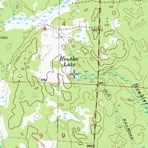 Topographic Map of Heubler Lake, WI