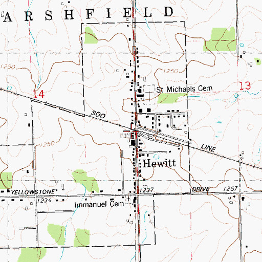 Topographic Map of Hewitt, WI
