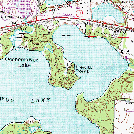 Topographic Map of Hewitt Point, WI